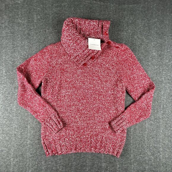 Croft & Barrow Marled Sweater Womens Sz Large Red Turtle Neck Cable Knit NWT - Picture 1 of 10